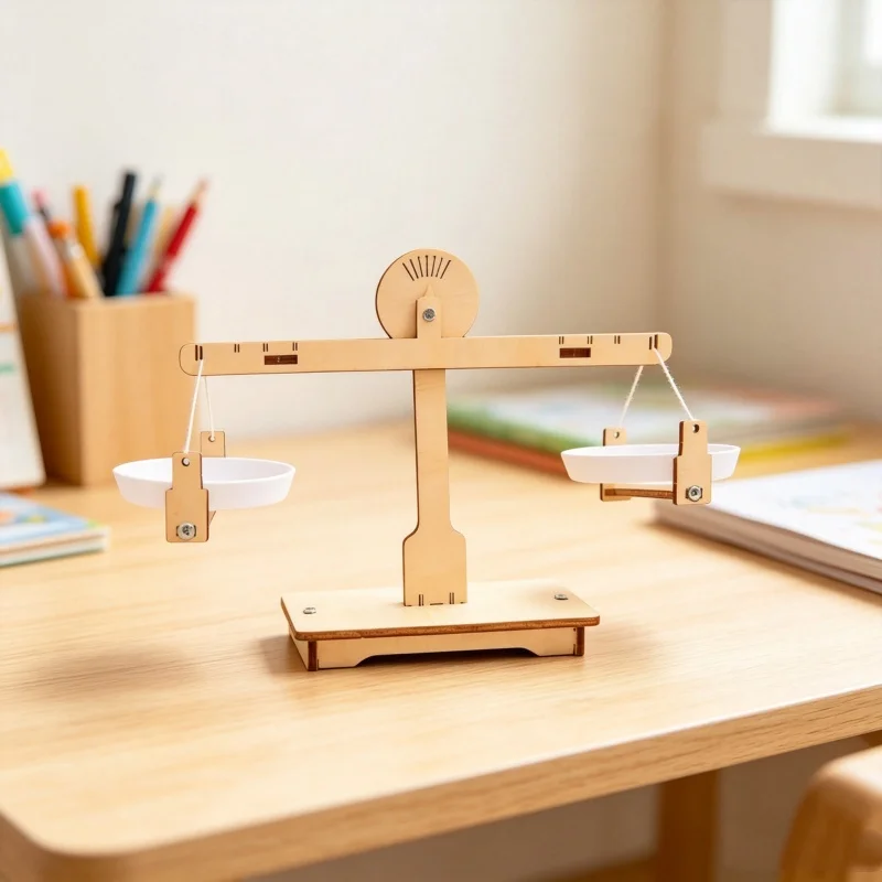 Science Project Physics - Holz-DIY-Balanciersystem-Bausatz STEM-Physik-Experimentiermodell Praktisches Wissenschafts-Lernwerkzeug für Desktop-Projekte