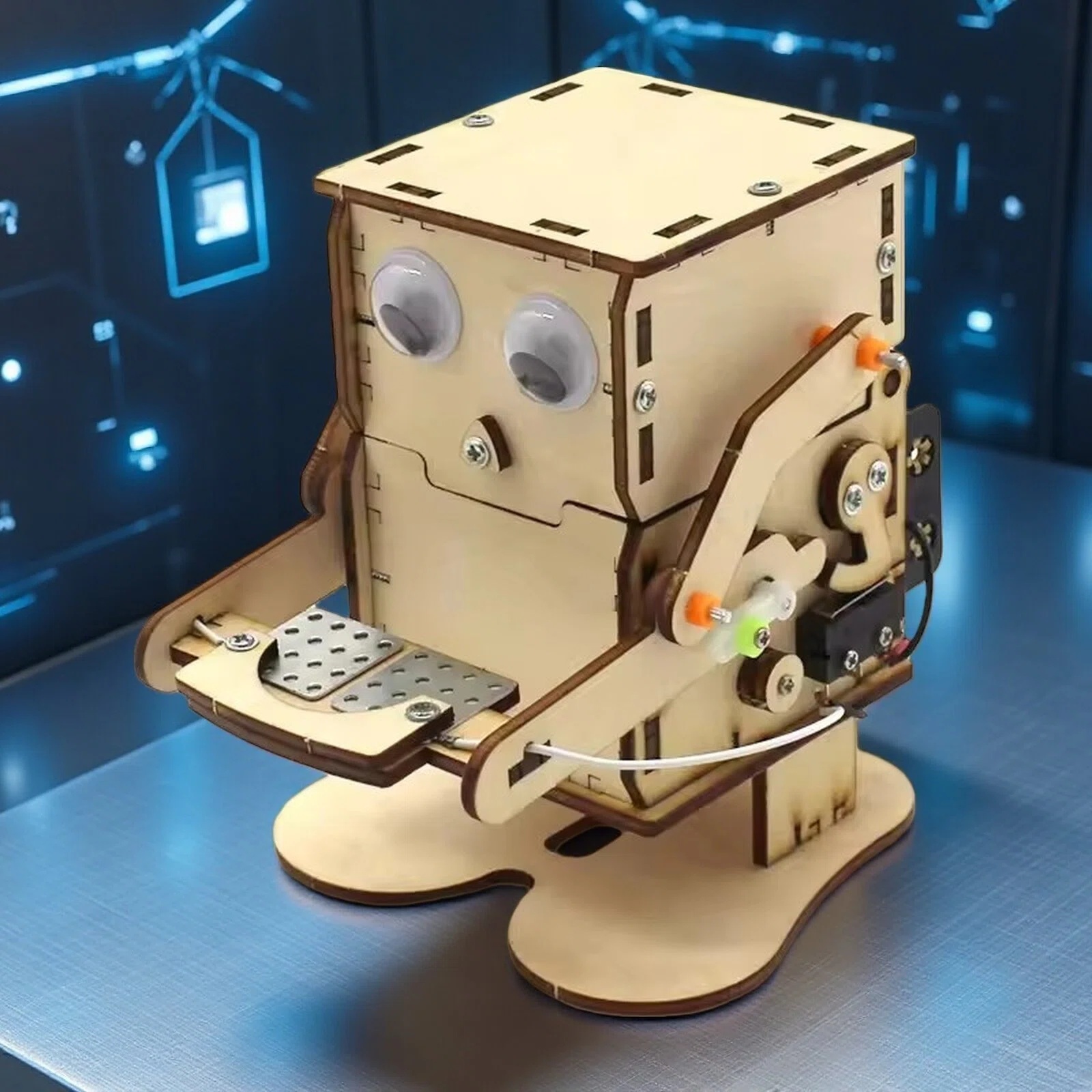 Science Diy Model - Münzschluckender Roboter Modell DIY Holz-Bausatz Wissenschaftsexperiment
