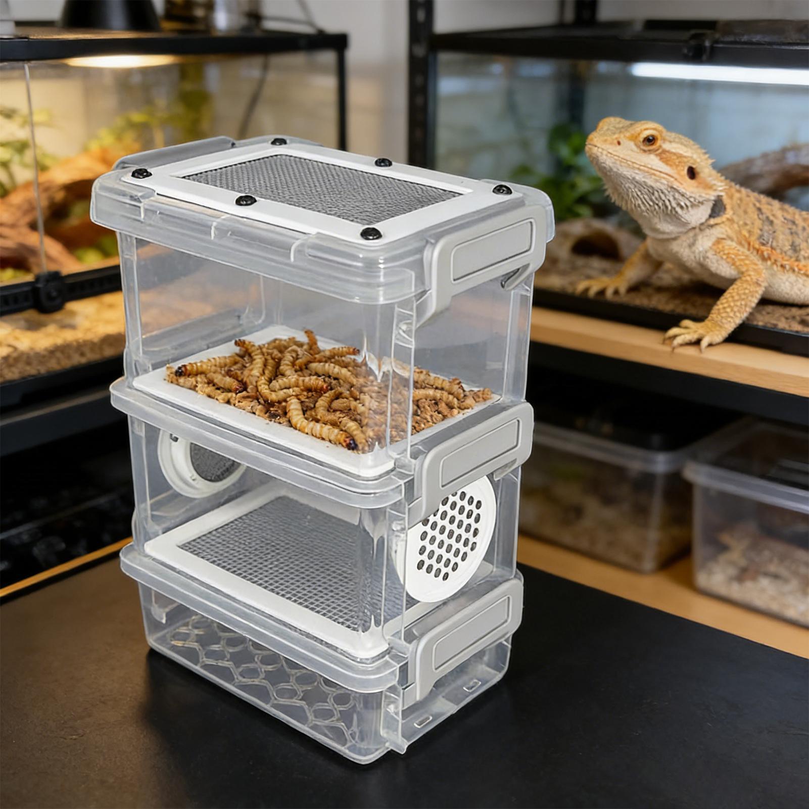Science Hobbyist - 3-Schichtige Seidenraupen-Fütterungsbox Maiswurm-Zuchtbox Mehlwurm-Zuchtset für Tierbesitzer